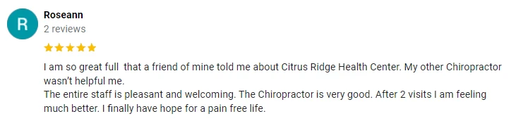 Chiropractic Davenport FL Testimonial Roseann